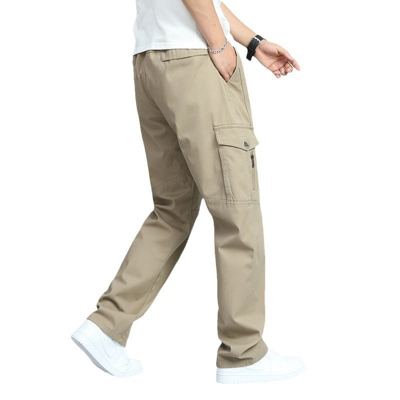 Herren Robuste Canvas-Cargohose mit geradem Bein, Knieabnähern & Klappentaschen Drune