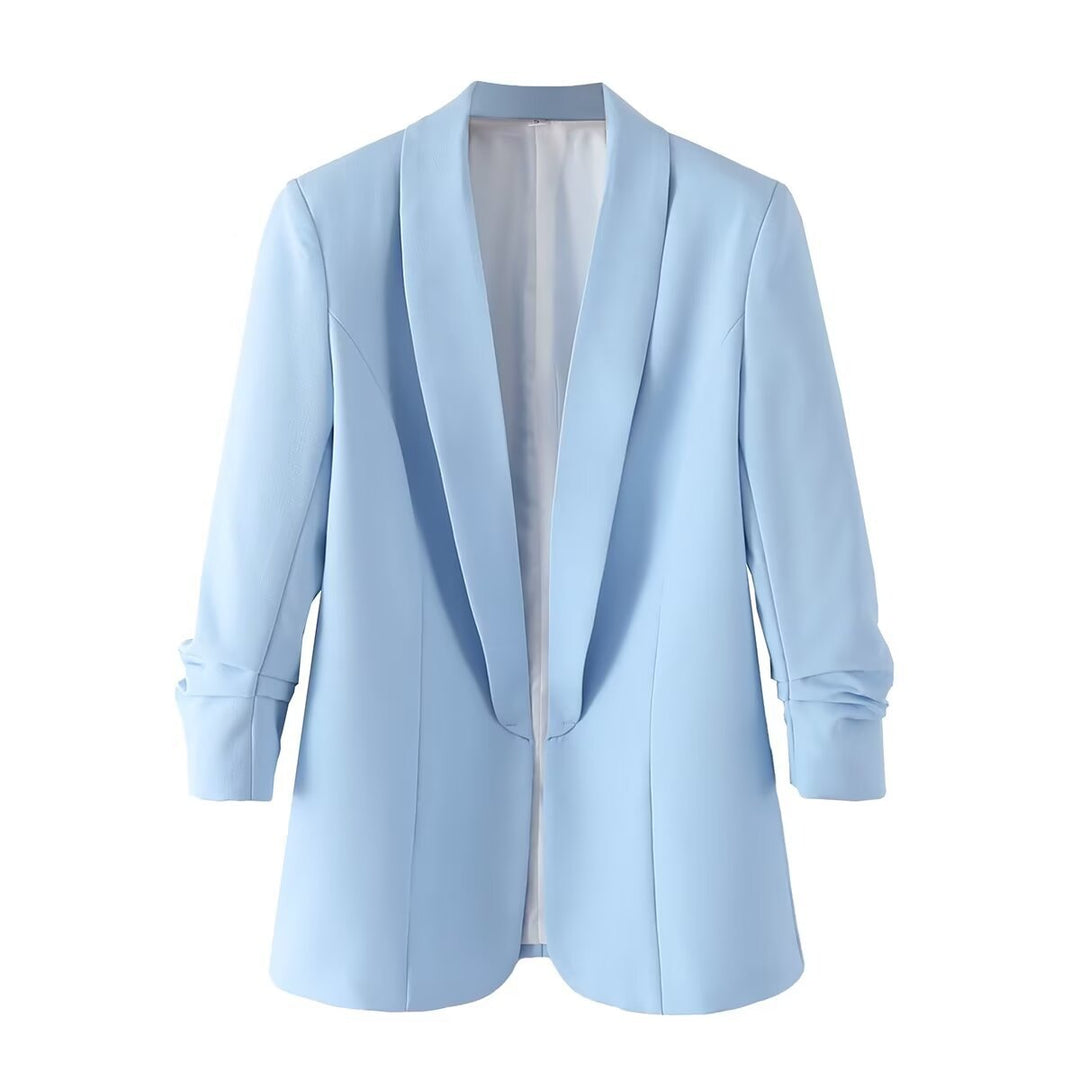 Damen nan langer unstrukturierter Blazer mit Schalkragen und krempelbaren Ärmeln Drune