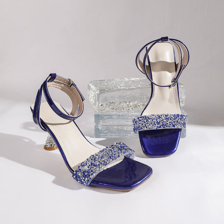 Damen Elegante Strass-Absatzsandalen mit verstellbarem Riemen und modischer Fußbettgestaltung Drune