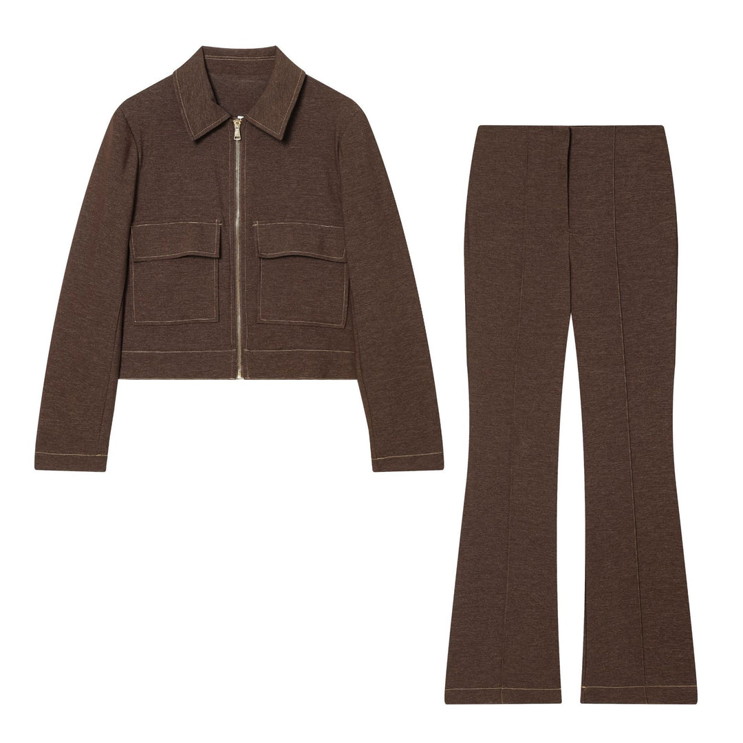 Damen nan hochtaillierte Jersey-Hose mit dekorativer Mittelnaht und leichtem Schlag Drune