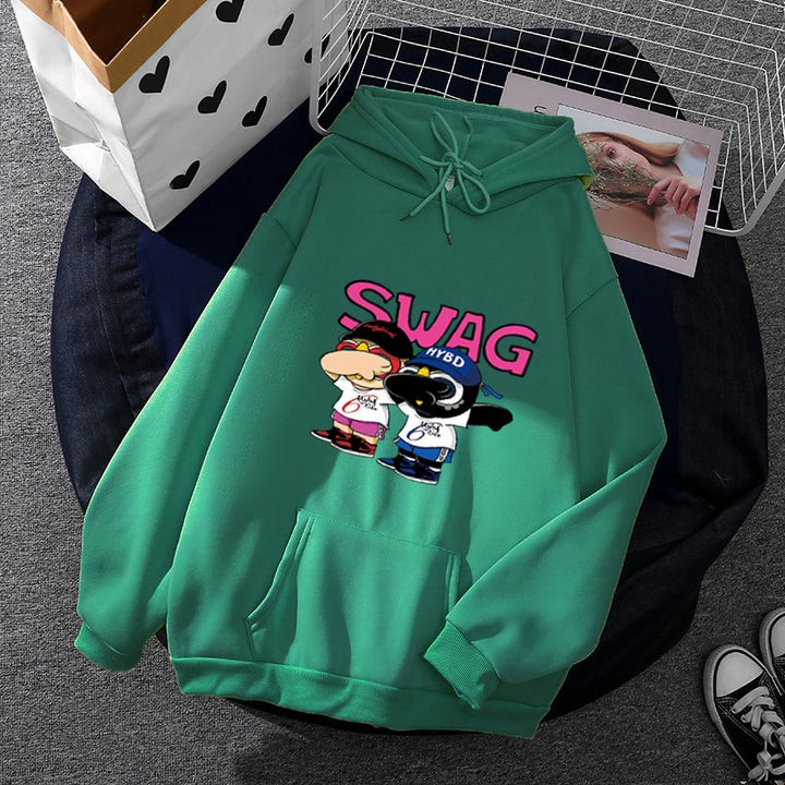 Damen Hoodie mit lustigem Cartoon-Design Drune