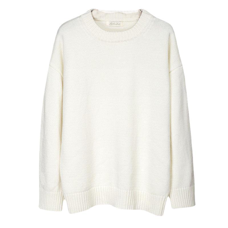 Damen Bequemer Strickpullover aus hochwertiger Baumwolle mit Rundhalsausschnitt Drune