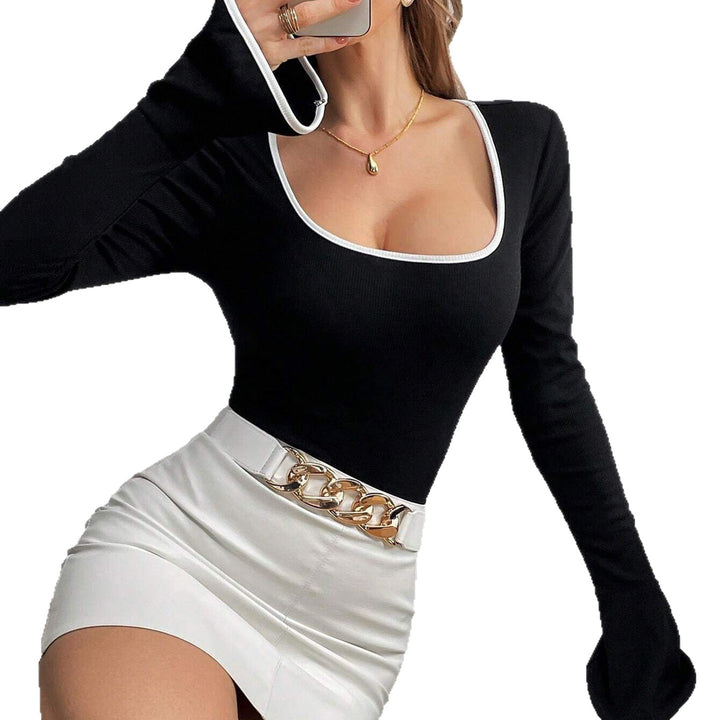 Damen Body mit langen Ärmeln und elegantem Rüschenabschluss Drune