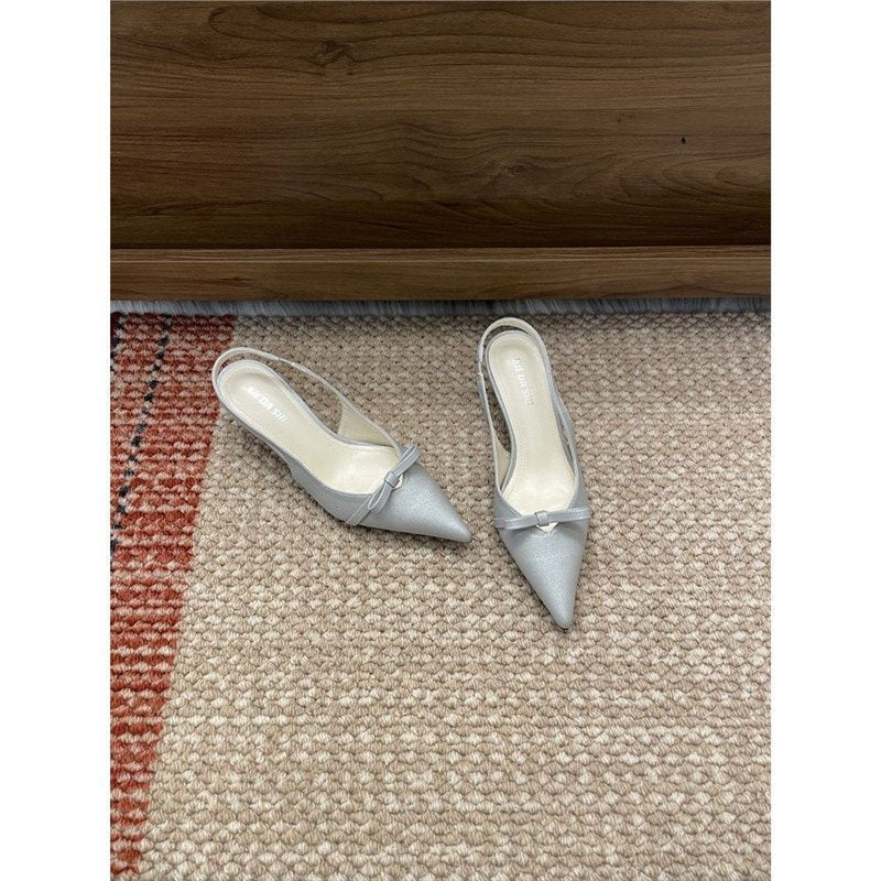 Damen elegante Slingback-Pumps mit zarter Schleifenapplikation Drune