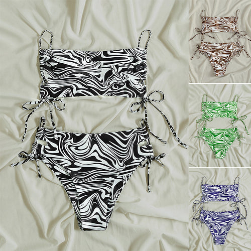 Damen Bandeau-Bikini-Set mit Stilvollem Rüschendesign Drune