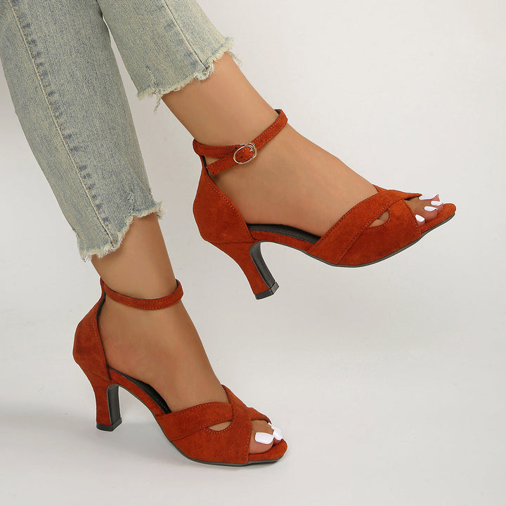 Damen elegante Sandalen mit geschlungenem Riemen und komfortablem Blockabsatz Drune