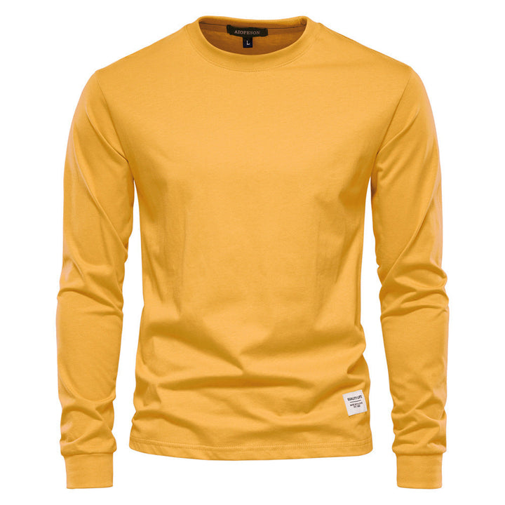 Herren nan klassisches langärmliges Baumwollshirt mit Rundhalsausschnitt und elastischen Bündchen Drune