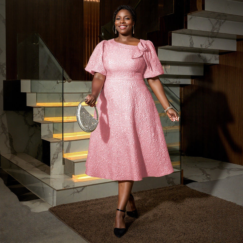 Damen Kleid mit elegantem Blumendruck und dekorativer Schleifenverzierung Drune