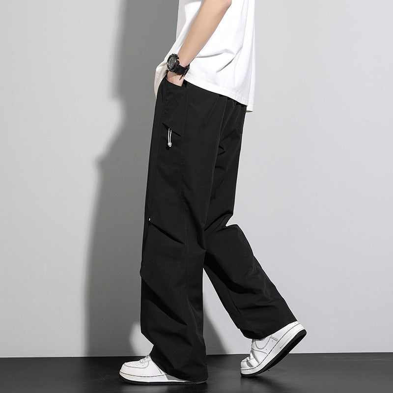 Herren Utility-Cargo-Loungehose mit Tunnelzugbund, Mehrfachtaschen & weitem Bein Drune
