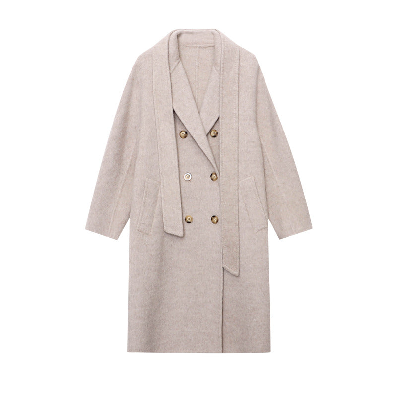 Damen eleganter Oversized-Mantel mit doppelter Knopfleiste und weich gefüttertem Innenfutter Drune