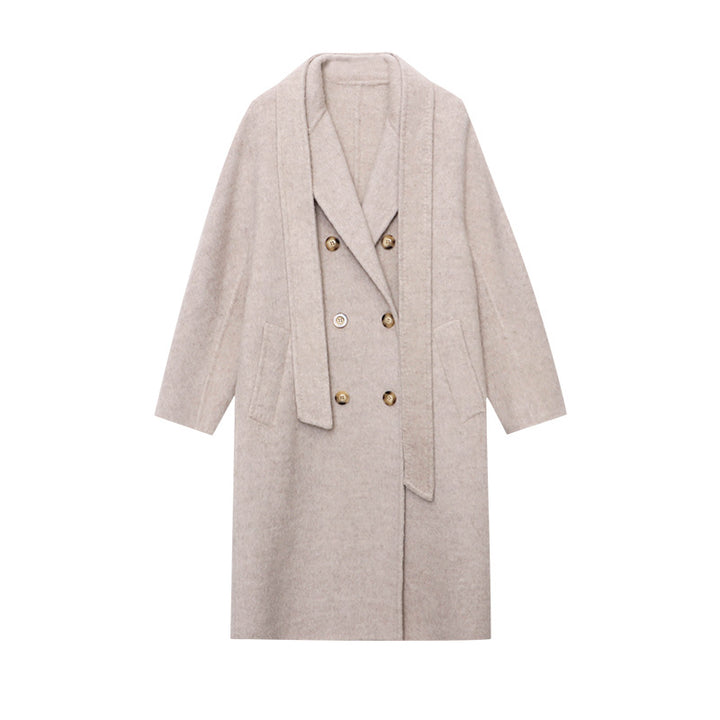 Damen eleganter Oversized-Mantel mit doppelter Knopfleiste und weich gefüttertem Innenfutter Drune