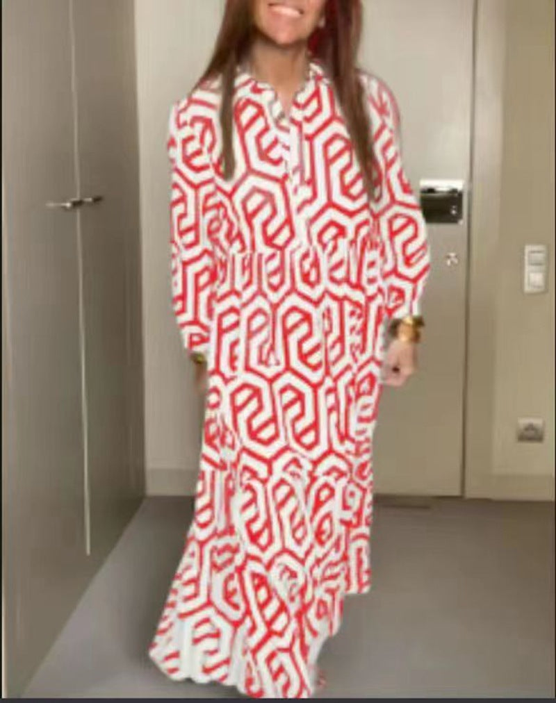 Drune | Langärmliges Kleid Mit Geometrischem Muster