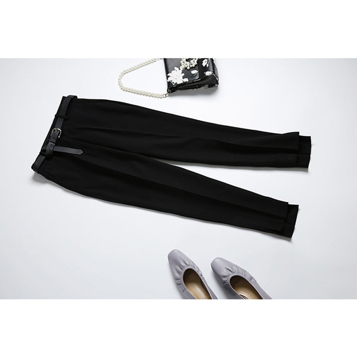 Damen Elegante und bequeme Hochtaillierte Anzughose mit Gürtel Drune