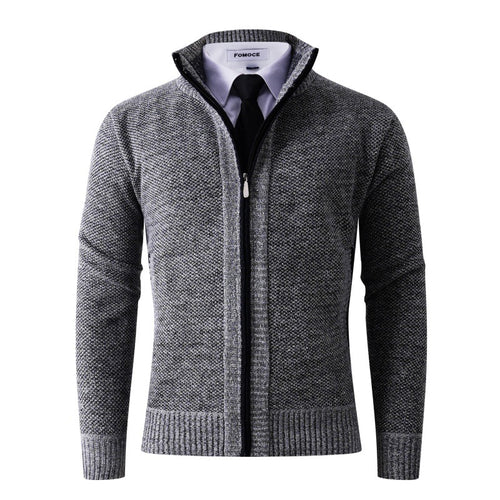Herren stylische Strickjacke mit hohem Kragen und praktischen Taschen Drune