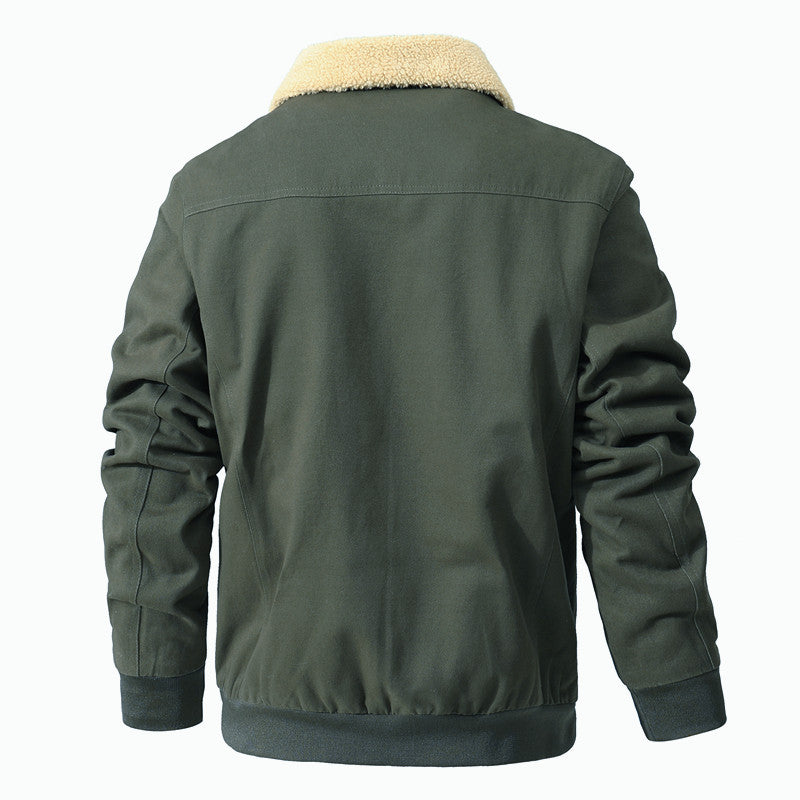 Herren Robuste Canvas-Fliegerjacke mit Teddyfutter und Reverskragen Drune