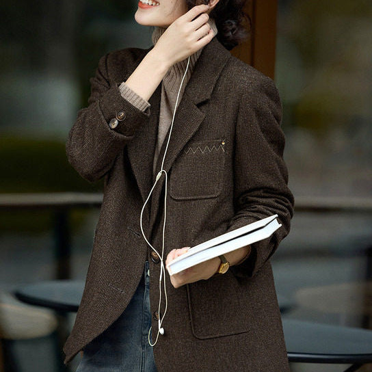 Damen Modern geschnittener Blazer mit strukturiertem Stoff Drune
