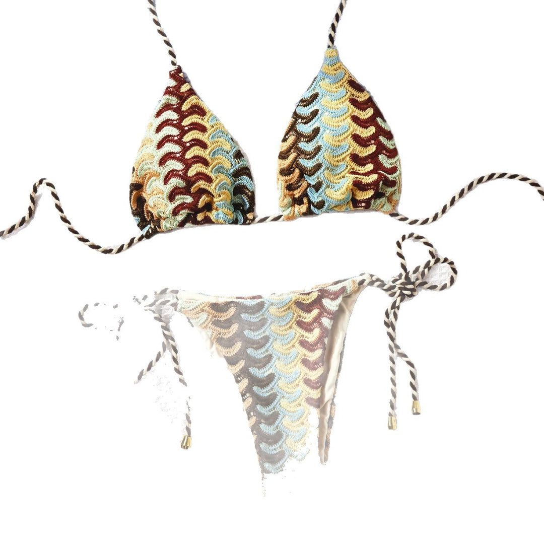 Damen Häkel-Bikini mit kontrastierenden Wellenmustern Drune