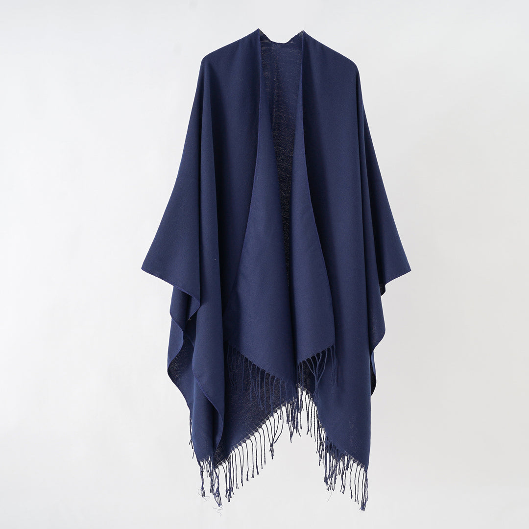 Damen modischer Fransen-Poncho aus weichem Material mit luxuriösem Fall Drune