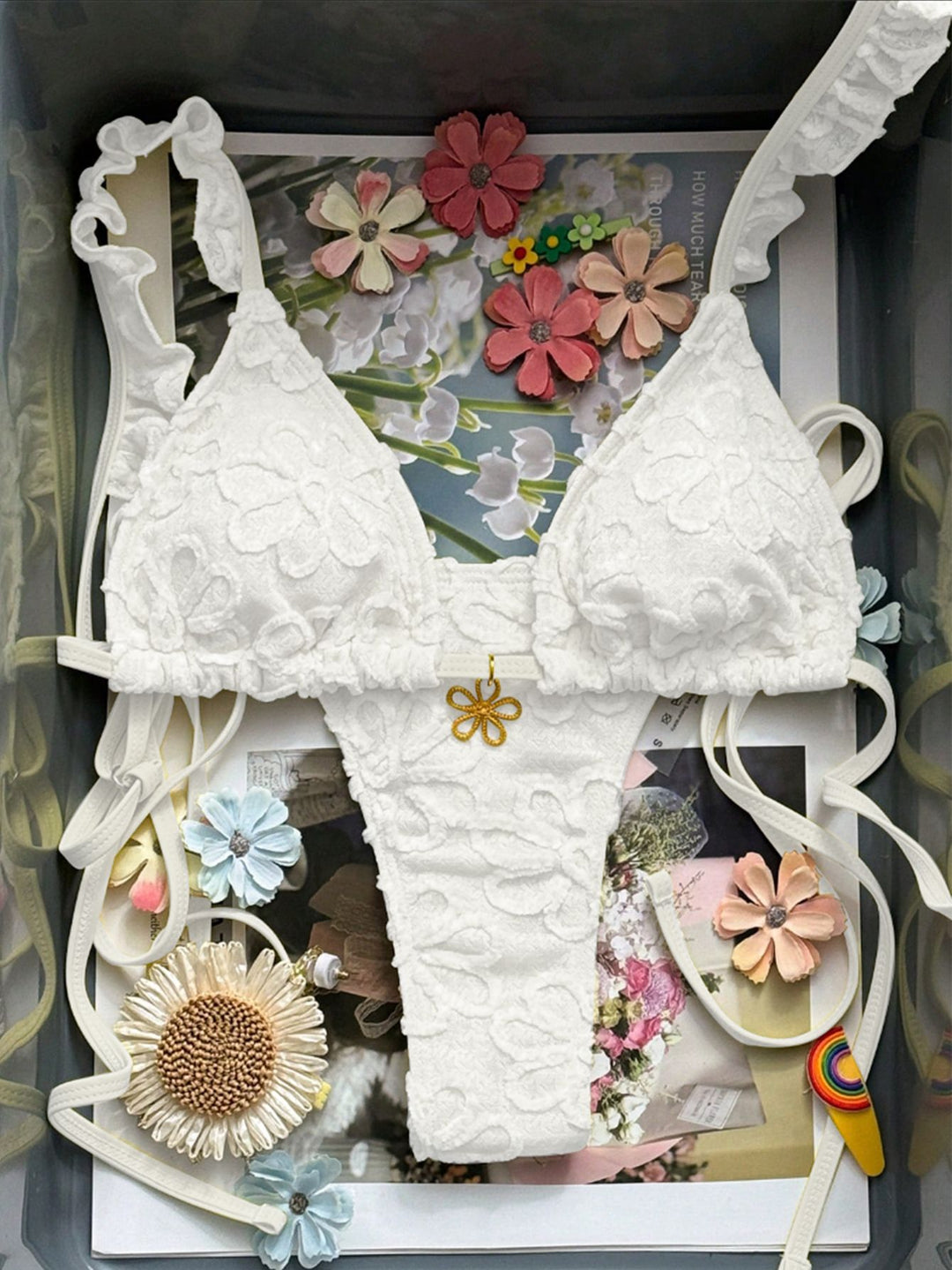 Damen Blumenverziertes Bikini-Set Drune