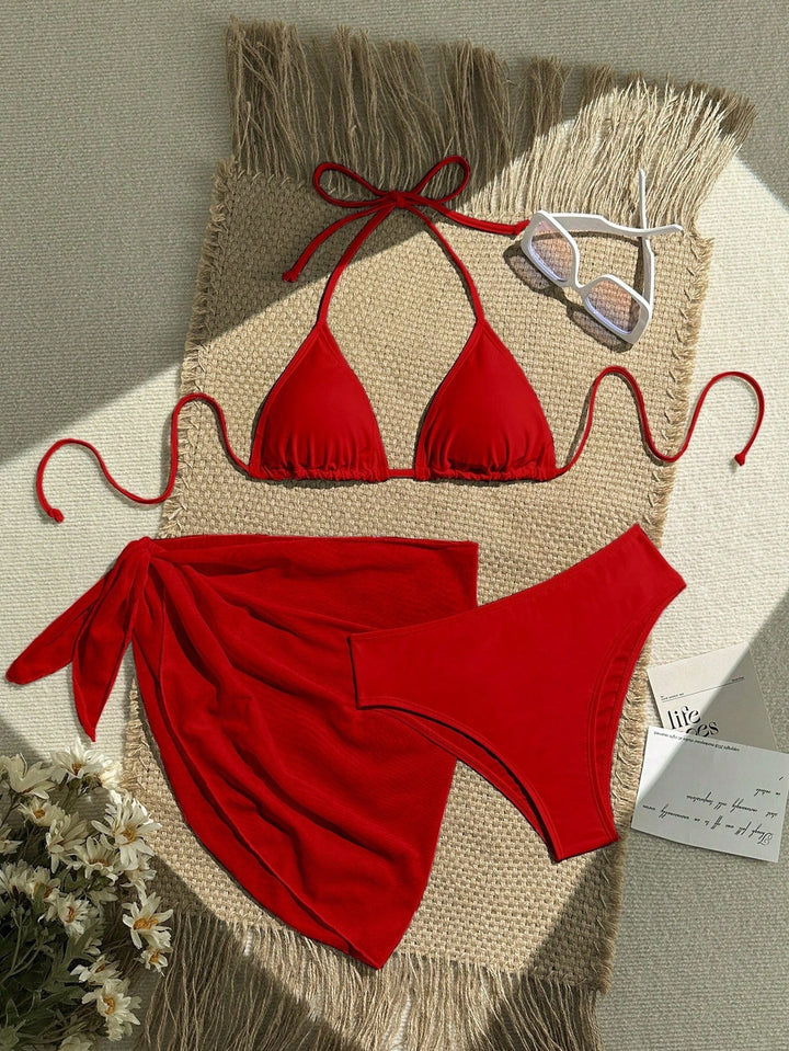 Damen Triangel-Bikini mit Wickeltuch und verstellbaren Trägern Drune