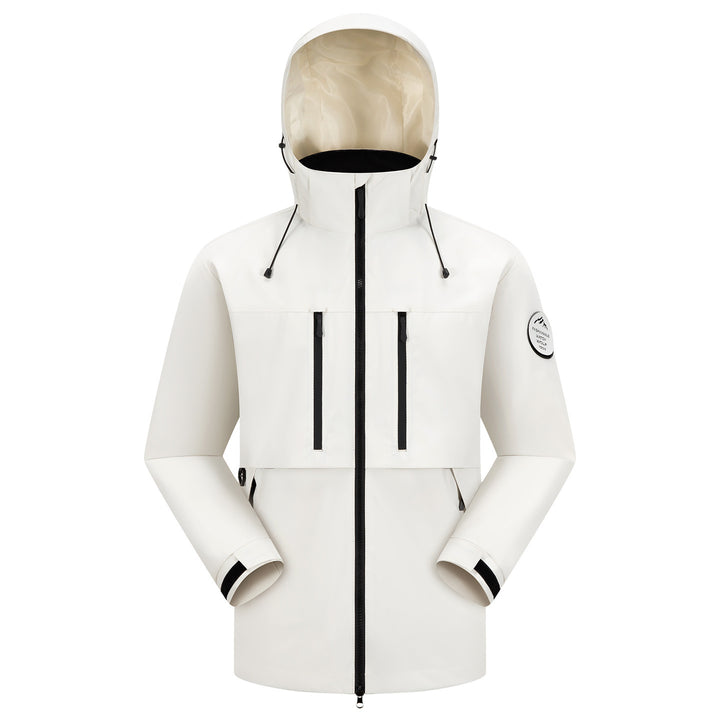 Herren Wasserdichte atmungsaktive Softshell Outdoorjacke mit verstellbarer Kapuze Drune