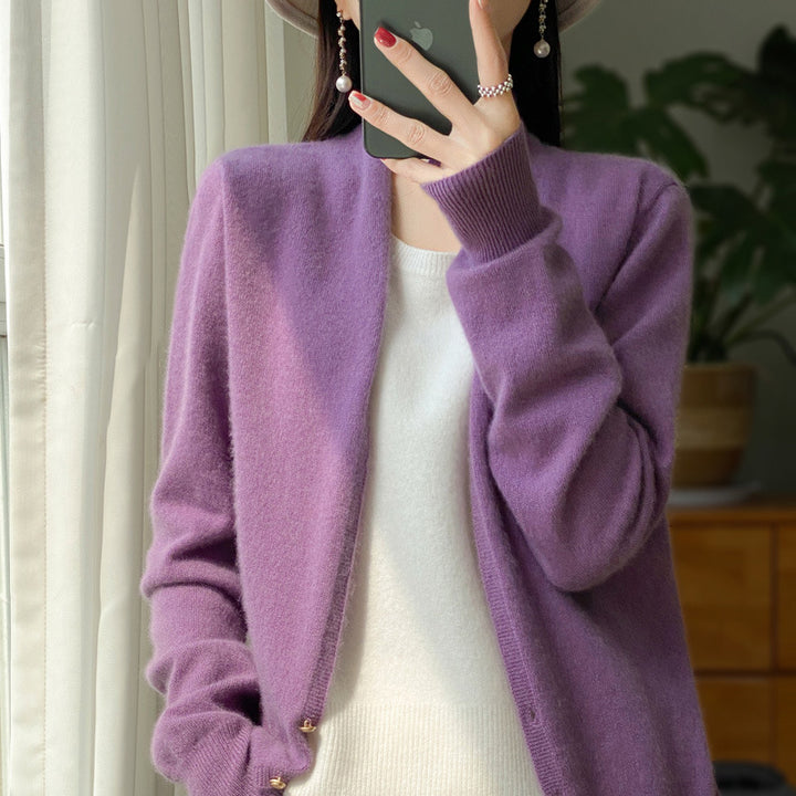 Damen Offener Feinstrick-Cardigan im Mohair‑Look mit geradem Saum und schmalen Bündchen Drune