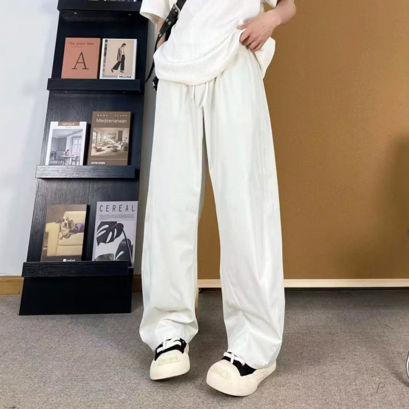 Damen lockere Palazzo-Hose mit elastischem Bund und tiefen Taschen Drune