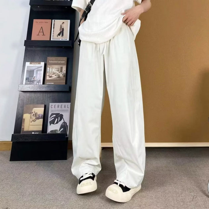 Damen lockere Palazzo-Hose mit elastischem Bund und tiefen Taschen Drune