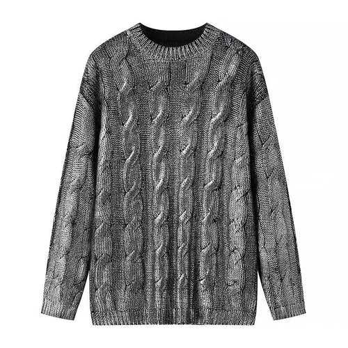 Damen Grobgestrickter Zopfstrick-Pullover mit Rundhals und Oversize-Schnitt Drune