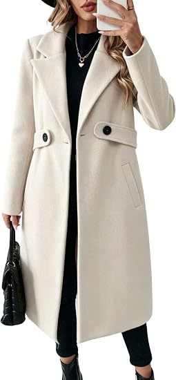 Damen Midilanger Wollmix-Mantel mit Taillenpatte und klassischem Revers Drune