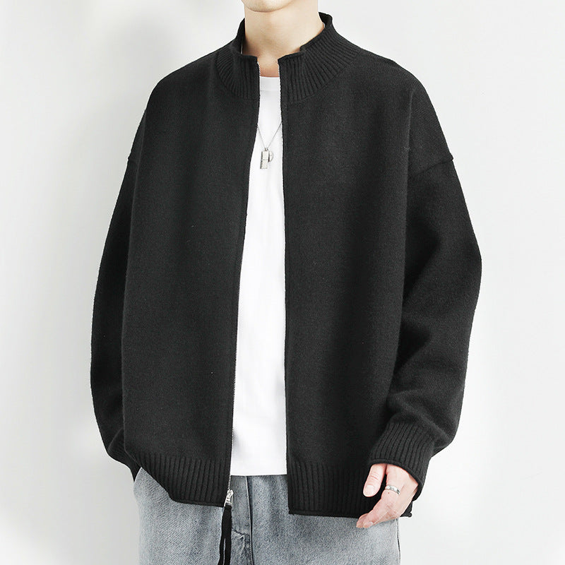 Damen Freizeit Strickjacke mit hohem Kragen und Reißverschluss Drune
