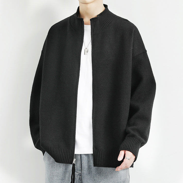Damen Freizeit Strickjacke mit hohem Kragen und Reißverschluss Drune