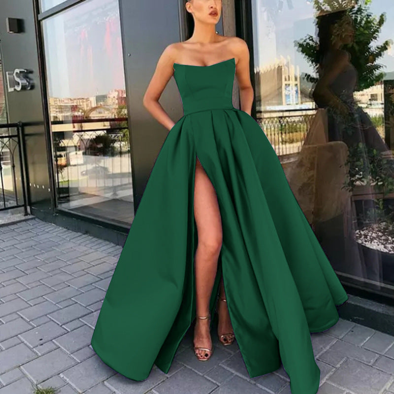 Drune | Geteiltes langes Party-Hostess-Abendkleid