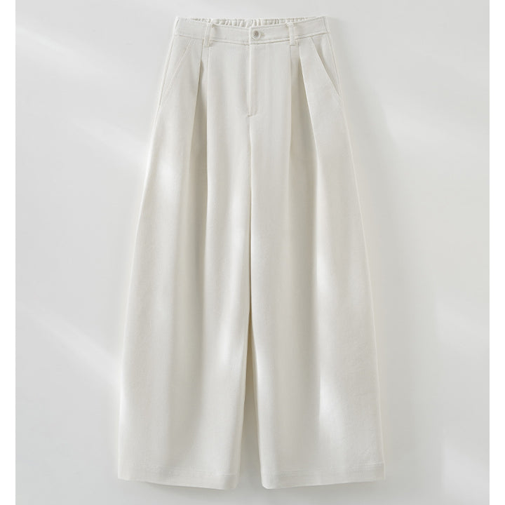 Damen Weite High‑Waist‑Hose mit Bundfalten und elastischem Rückteil Drune