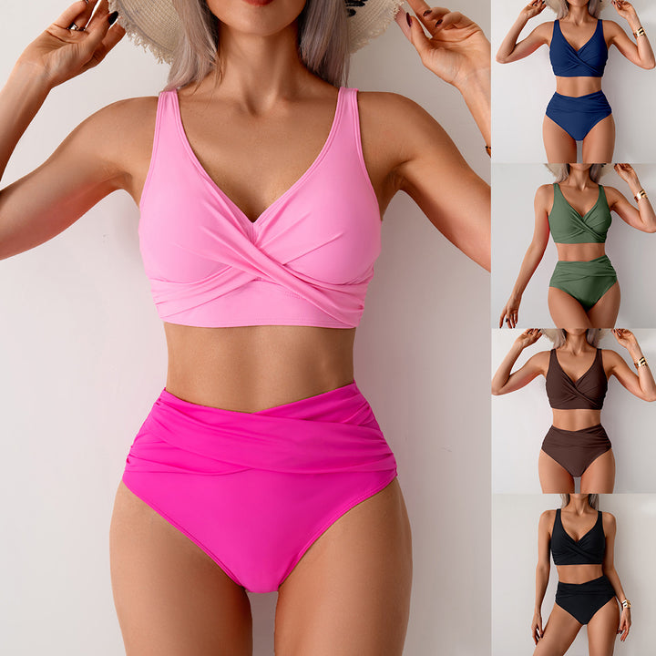 Damen Hochgeschnittenes Bikini-Set mit Wickeldetail Drune