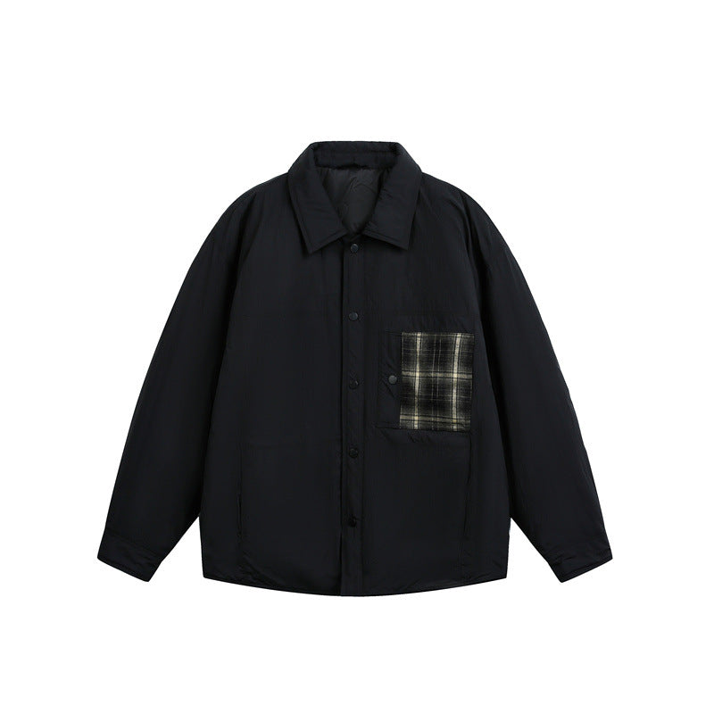 Herren Wattierte Hemdjacke mit Kontrast-Karotasche Drune
