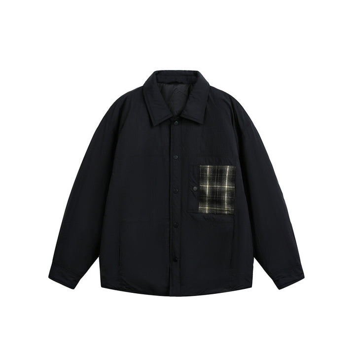 Herren Wattierte Hemdjacke mit Kontrast-Karotasche Drune