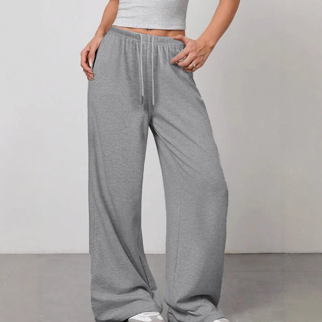 Damen Bequeme Lounge-Hose mit weitem Schnitt und elastischem Bund Drune