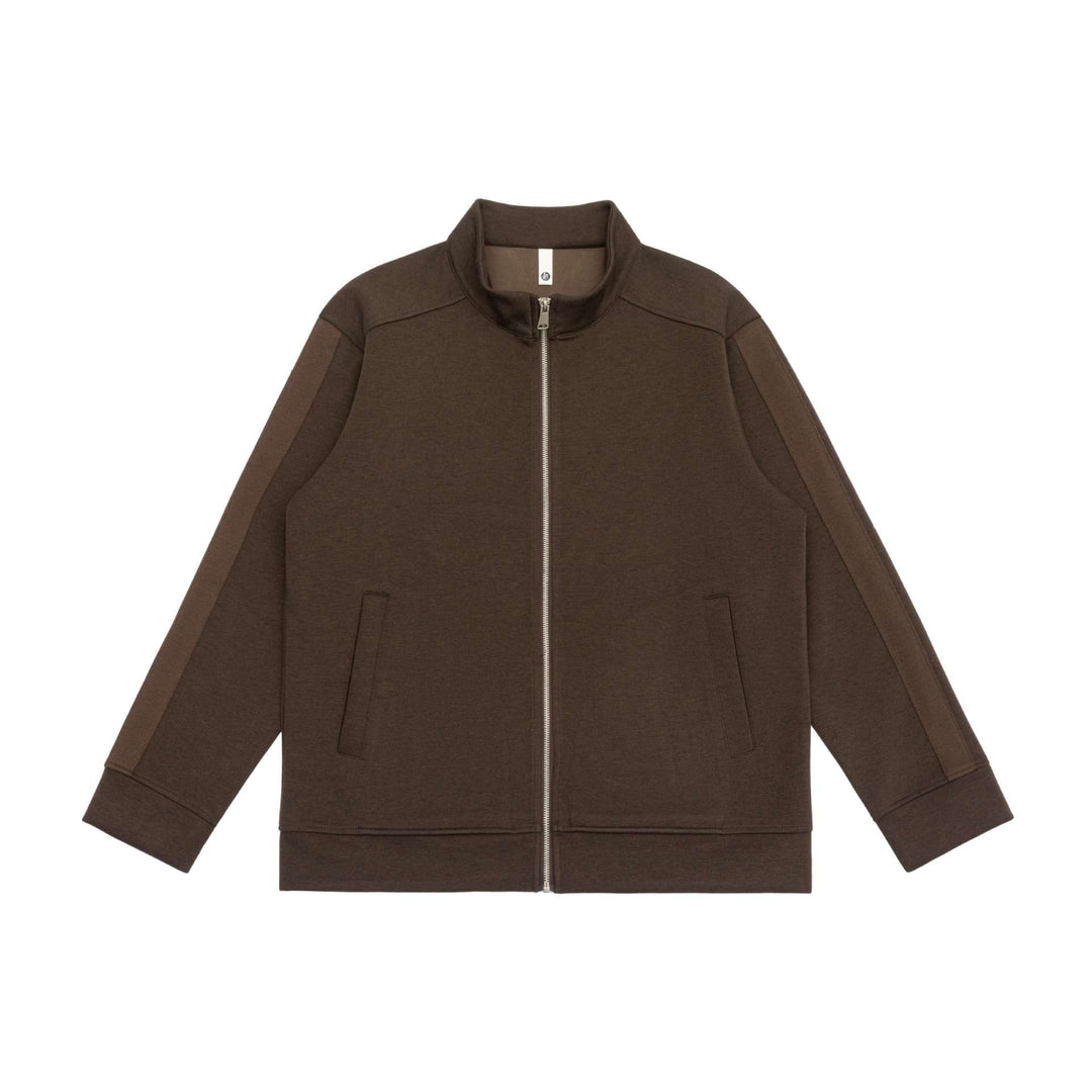 Herren Sweatjacke mit Stehkragen, durchgehendem Reißverschluss und kontrastierten Ärmeleinsätzen Drune
