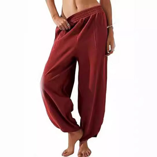 Damen weite Lounge-Hose mit elastischem Bund und Taschen Drune