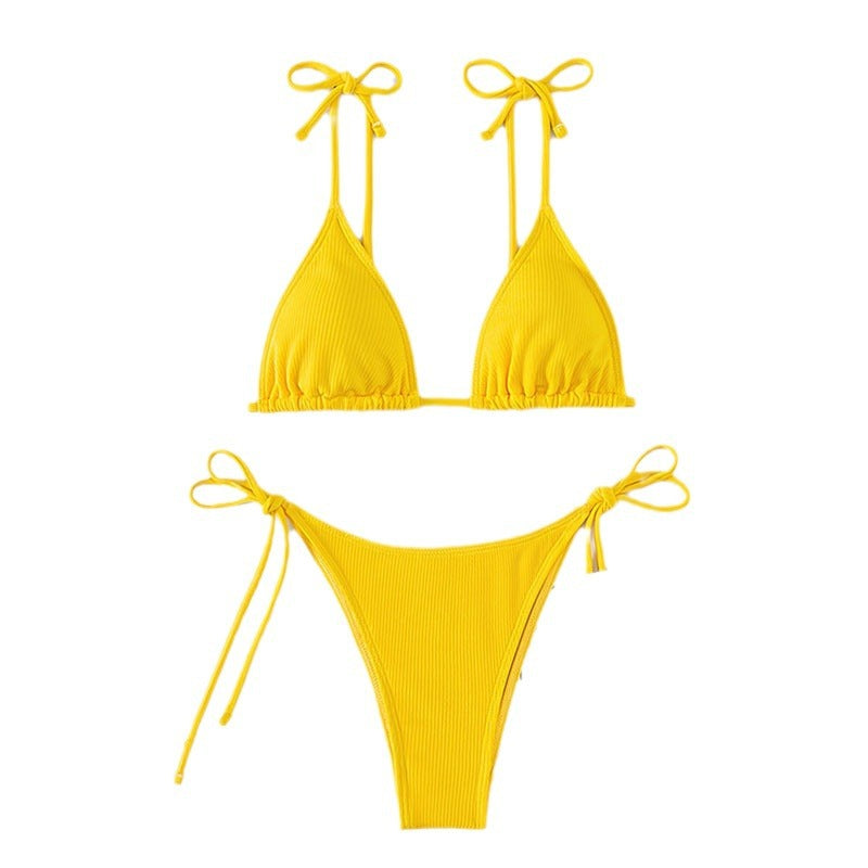 Damen Triangel-Bikini mit dekorativen Schnürdetails Drune