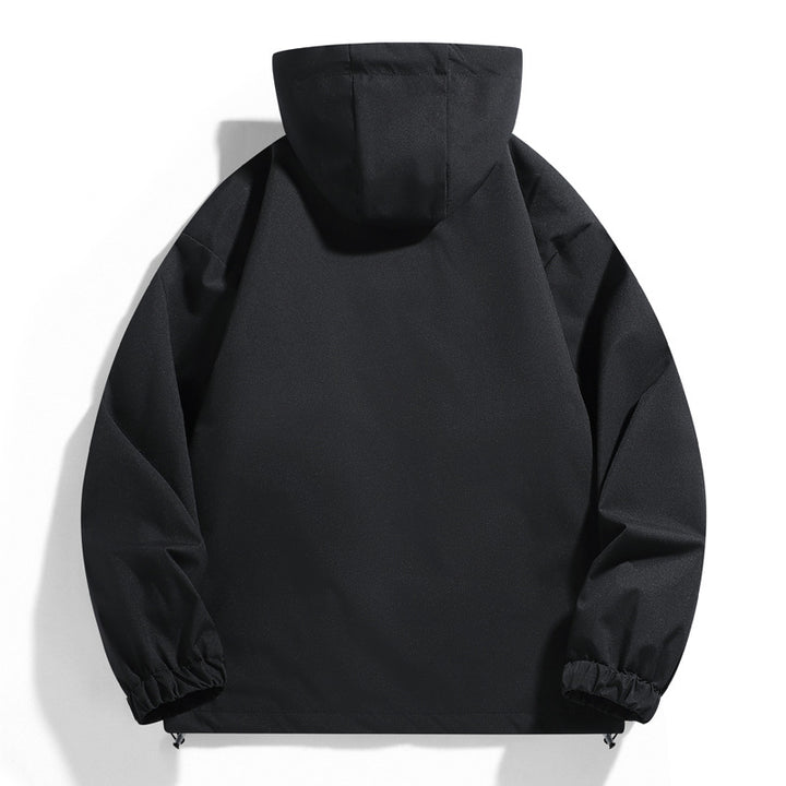 Herren wind- und wasserabweisende Kapuzenblouson mit ergonomischen Nähten, verstellbarem Saum und sicheren Reißverschlusstaschen Drune