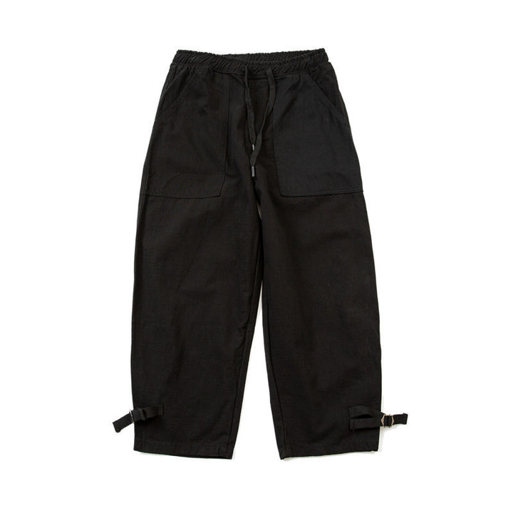 Herren Locker geschnittene Utility-Cargo-Hose mit Kordelbund und verstellbaren Beinriemen Drune