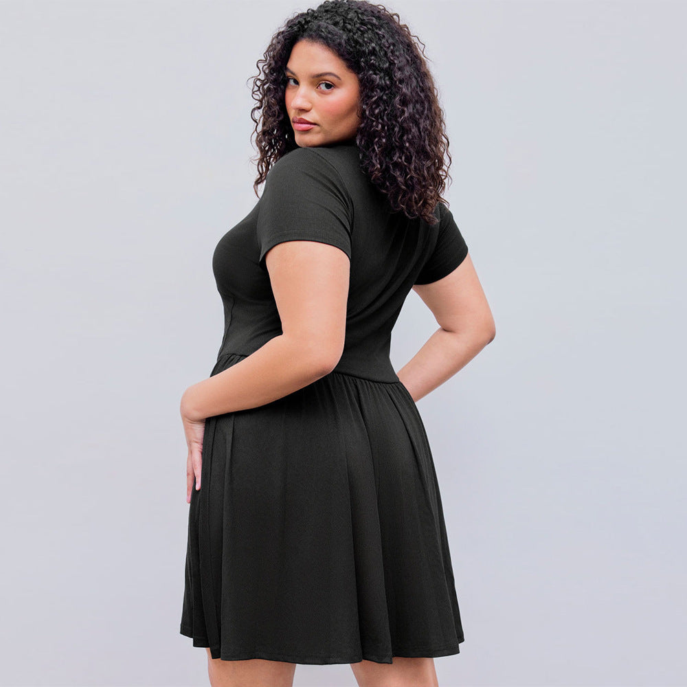 Damen elegantes A-Linien Kleid mit schwingendem Rock und modischem Schnitt Drune