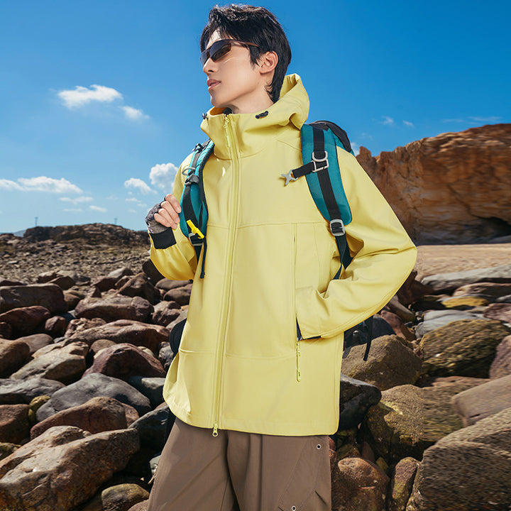 Herren Softshell-Outdoorjacke mit Kapuze, winddicht und wasserabweisend Drune
