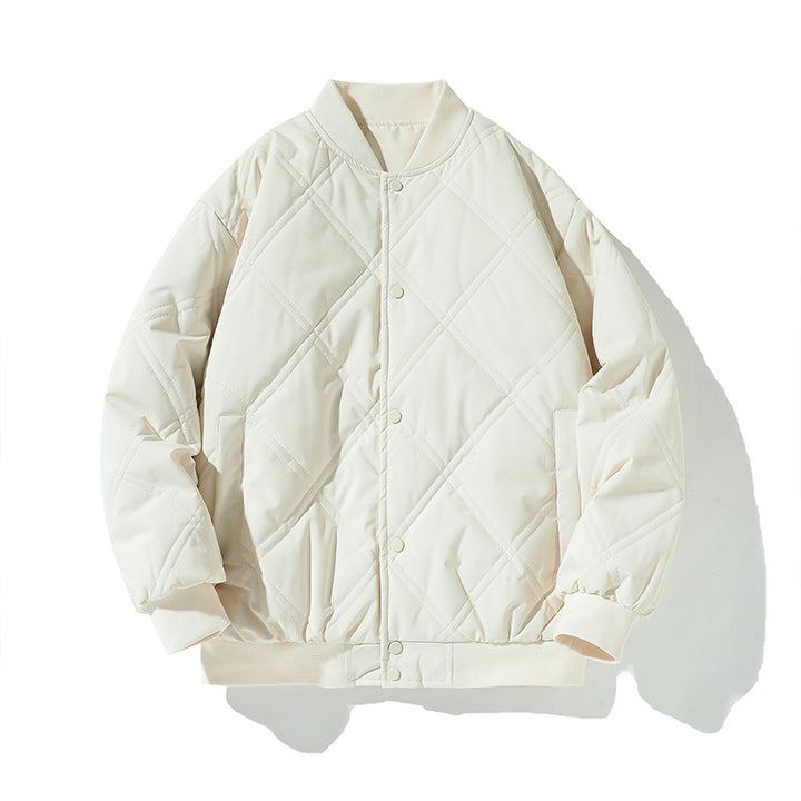 Herren gesteppte College-Blousonjacke mit Rautensteppung, Druckknopfverschluss und gerippten Bündchen Drune