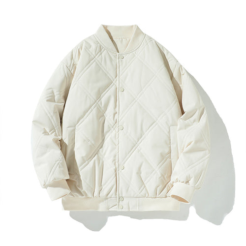 Herren gesteppte College-Blousonjacke mit Rautensteppung, Druckknopfverschluss und gerippten Bündchen Drune
