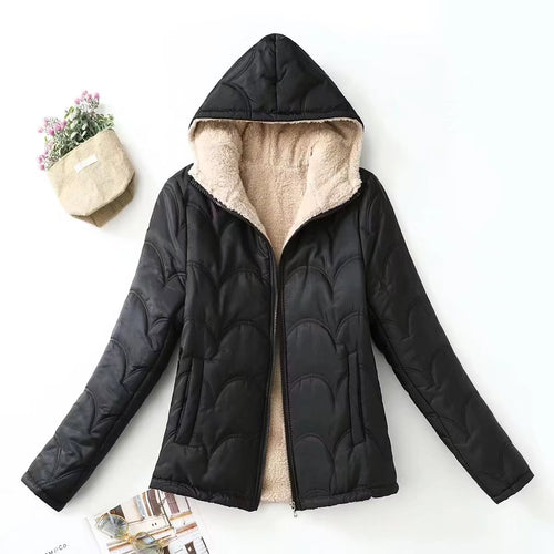 Damen Gesteppte Kapuzenjacke mit kuscheligem Teddyfutter und seitlichen Eingrifftaschen Drune