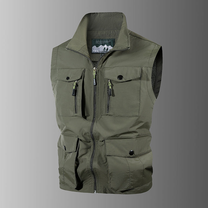 Herren Multifunktions-Outdoorweste mit Mehrfachtaschen und Stehkragen Drune