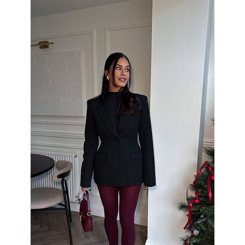 Damen eleganter Blazer mit übergroßem Schnitt und strukturierten Akzenten Drune